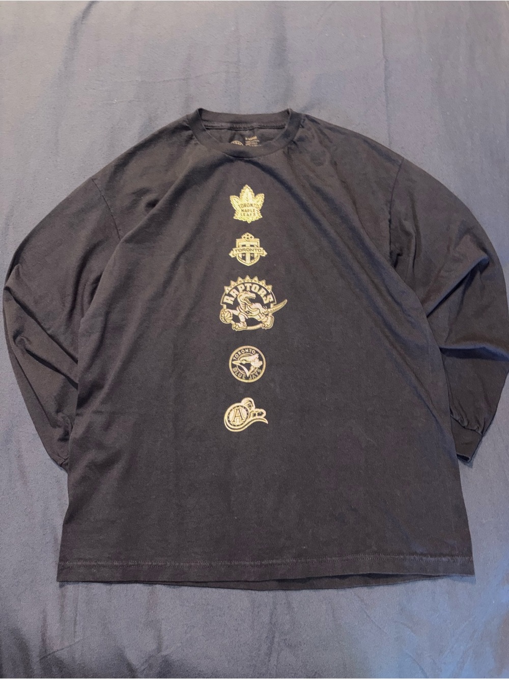 OVO Toronto Raptors Drake Night 2018 LS Shirts Long Sleeve XL Black with Gold Ic